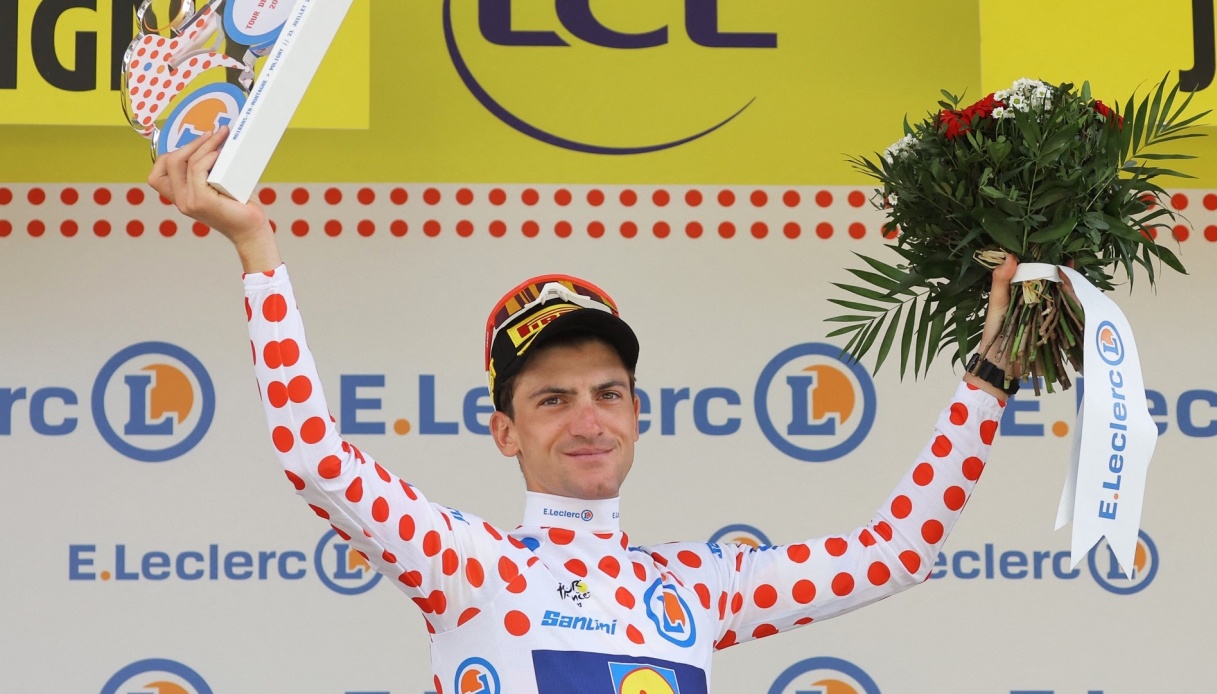 Tour de France Giulio Ciccone wins the polkadot jersey. Tadej Pogacar