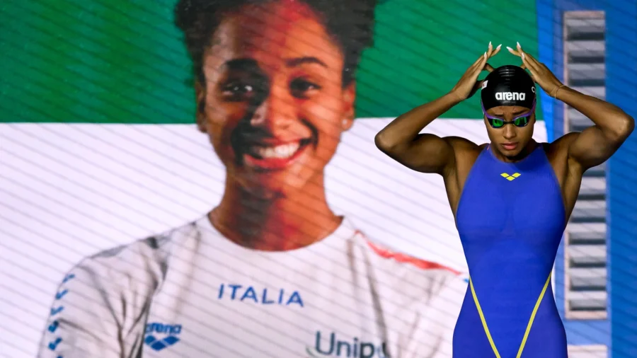 Sara Curtis, FIN president Paolo Barelli retorts to keyboard lions with a sour face