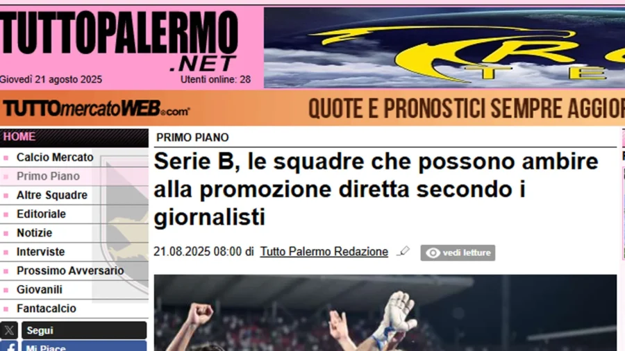 Serie B, TuttoPalermo’s poll: the favorites according to journalists