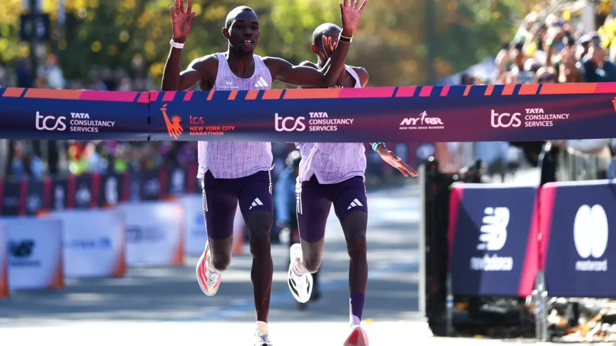Benson Kipruto wins the New York City Marathon in a sprint.