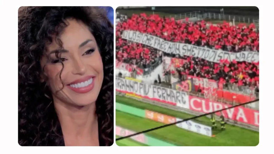 Raffaella Fico in the stands for Monza-Cesena